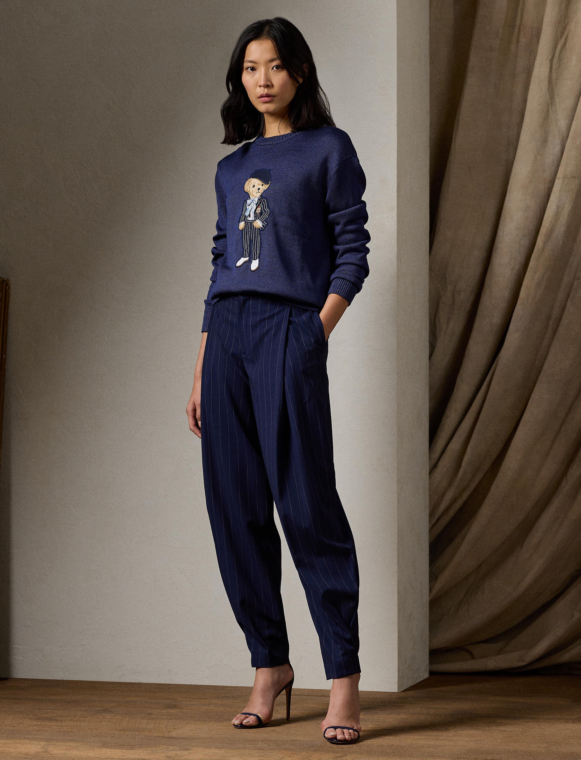 Pull Cricket Polo Bear en soie - Dark Sapphire
