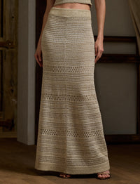 Maxi jupe texturée pailletée - Tan Multi