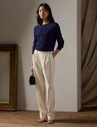 Pull RL en soie bouclée - Lux Navy