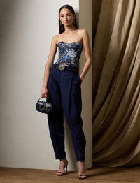 Haut bustier June fleuri en dentelle - Lux Navy & Cream Multi