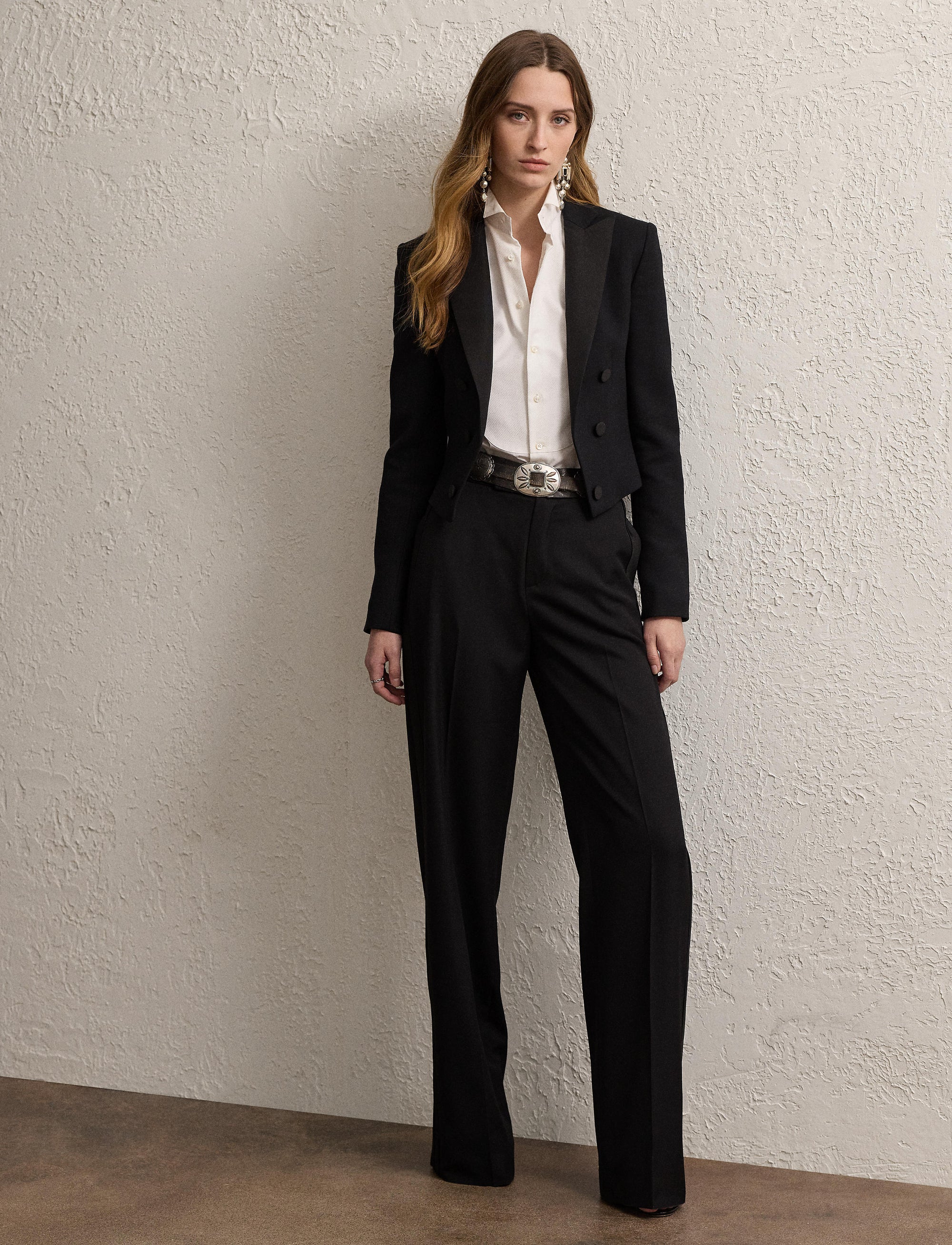 Veste de smoking Spencer en crêpe de laine - Black
