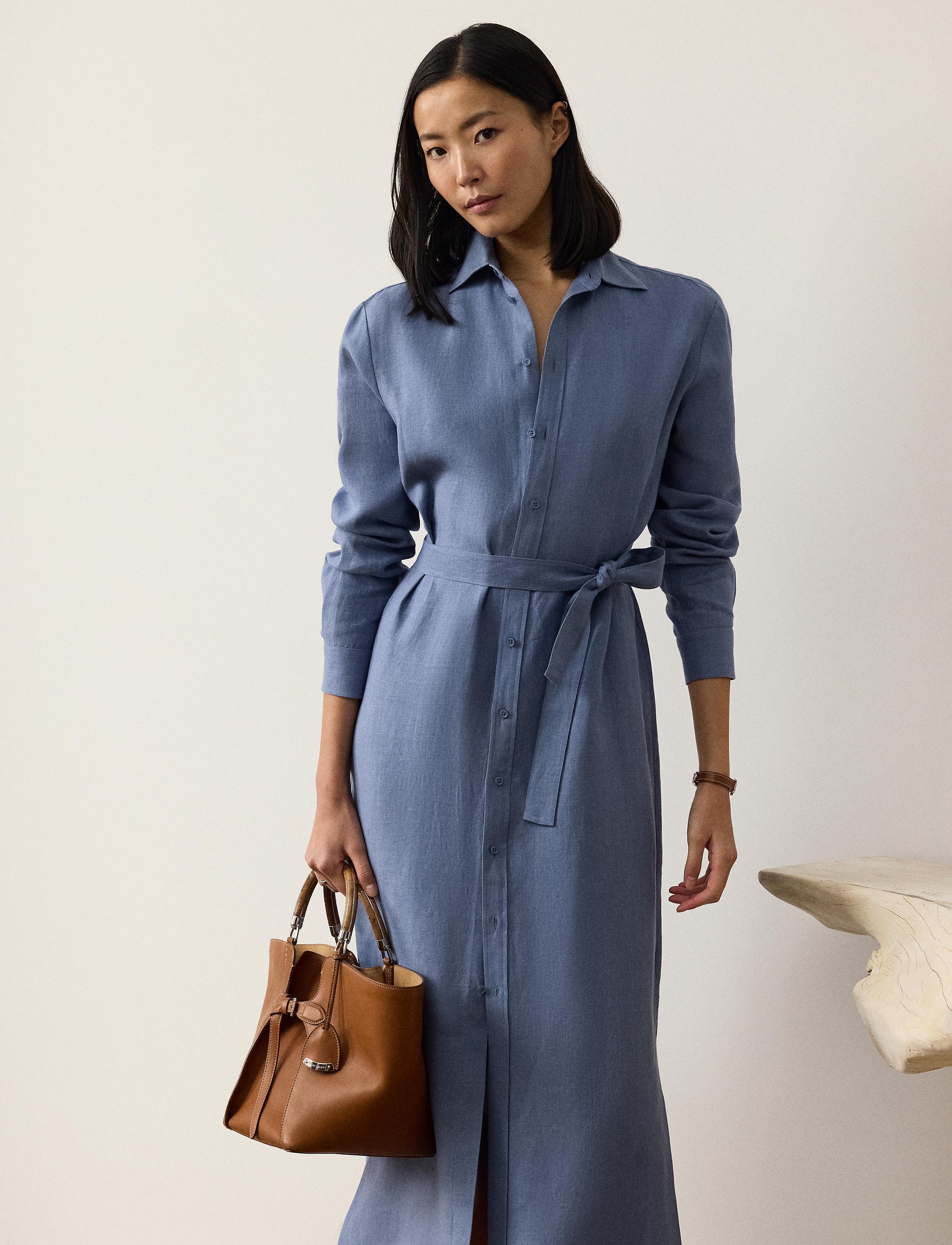 Robe Vicki en lin - Cornflower