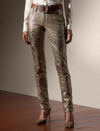 160 denim slim jeans with decoration - Champagne
