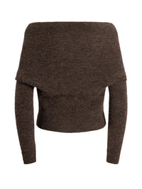 Pull drapé à manches longues en laine - Taupe Heather