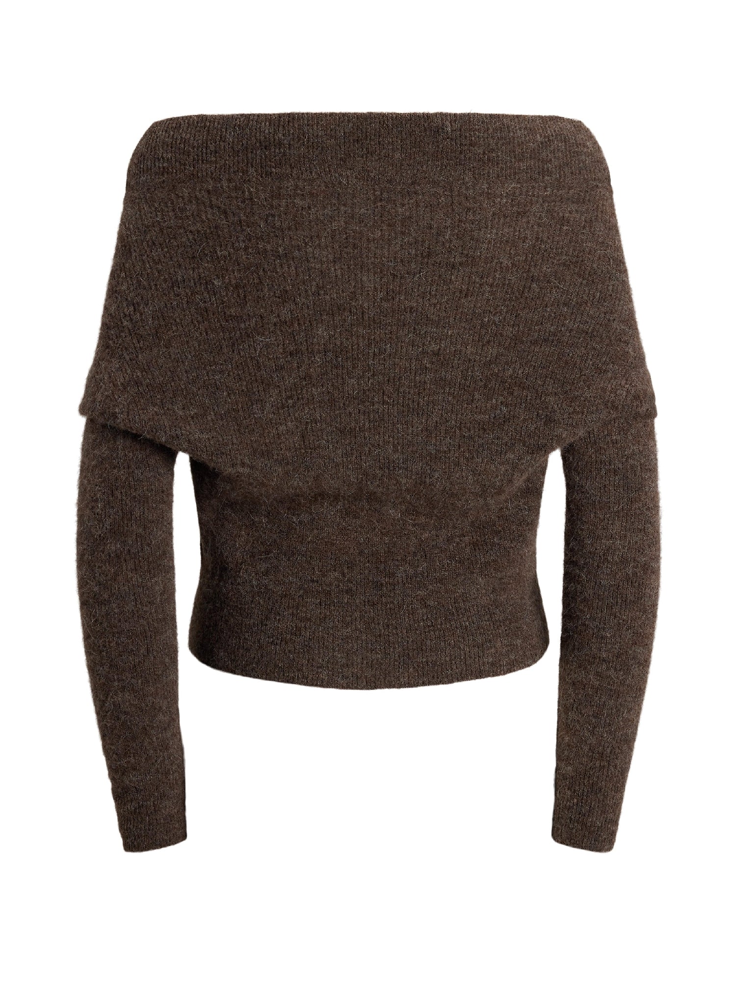 Pull drapé à manches longues en laine - Taupe Heather