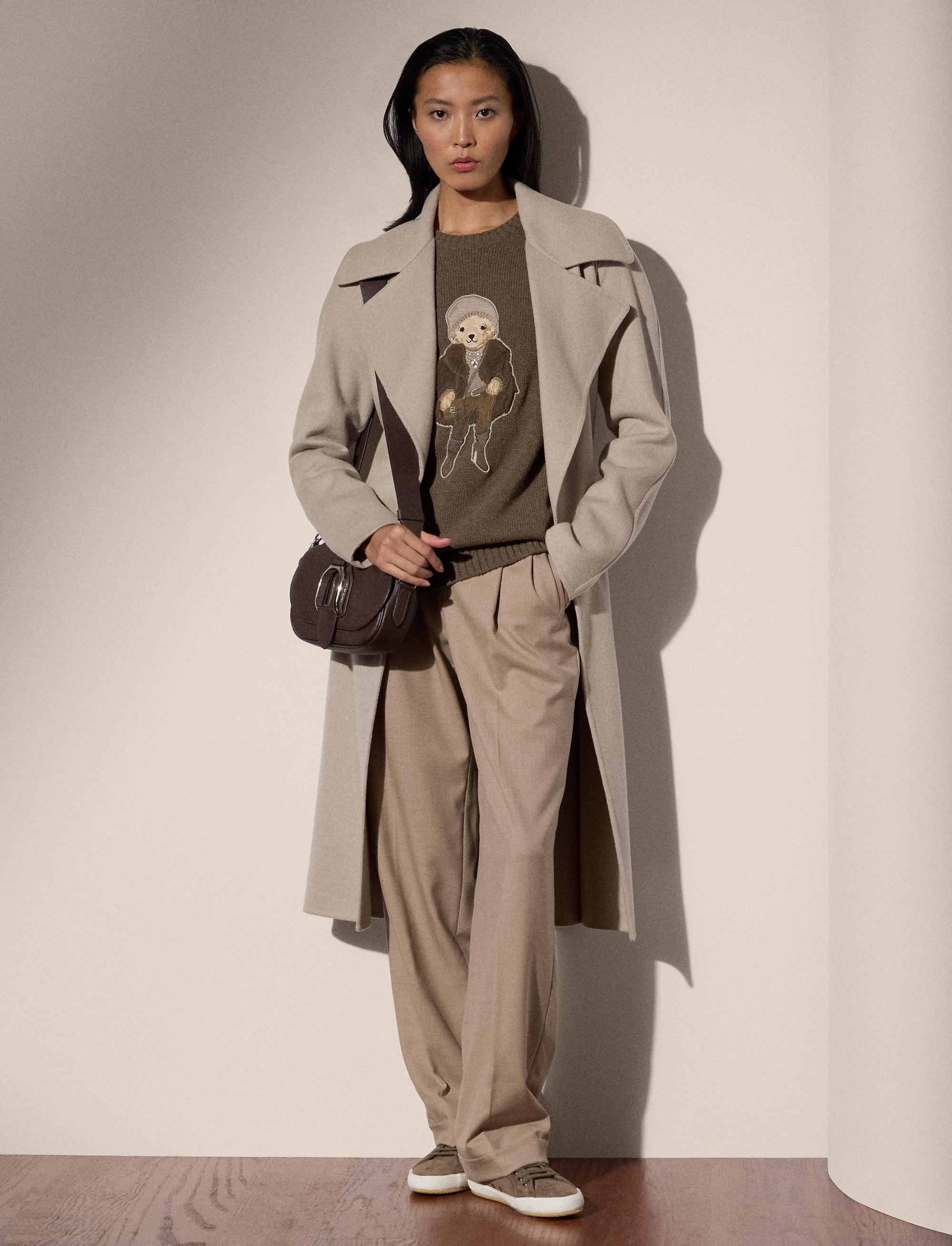 Pull Winter Polo Bear en cachemire - Taupe Melange