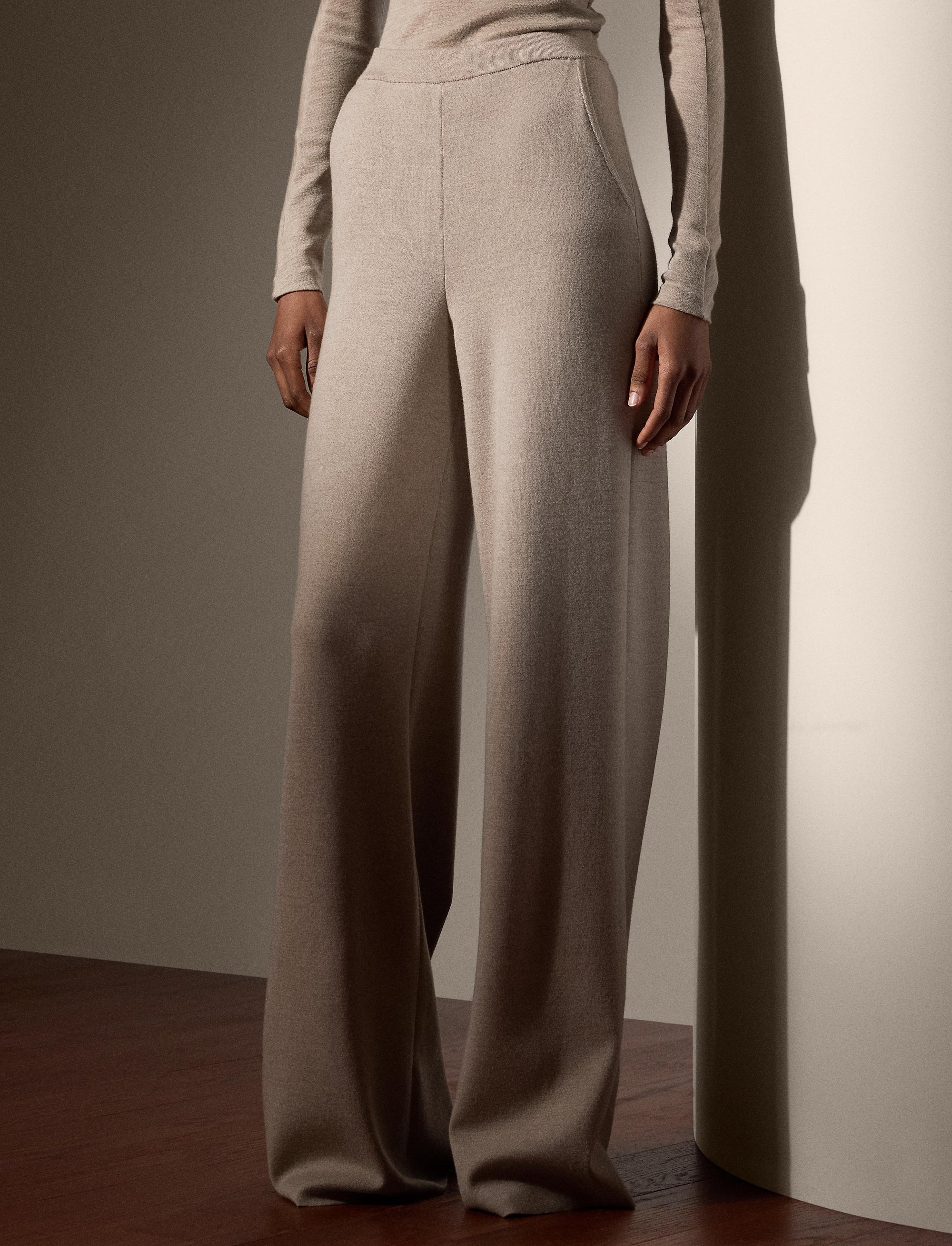 Wide-leg wool trousers - Mineral Melange