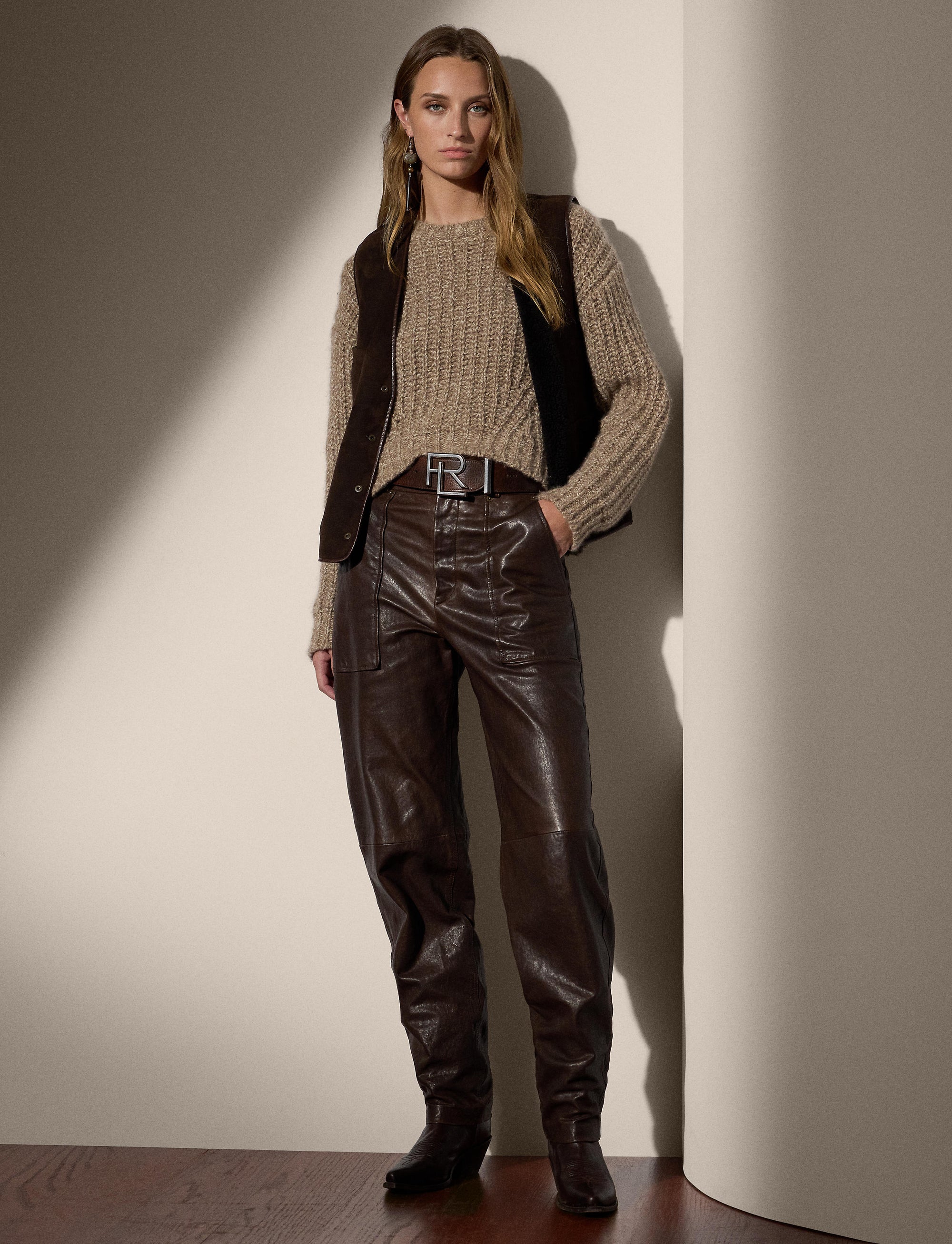 Brittani reversible wool waistcoat - Luggage Brown