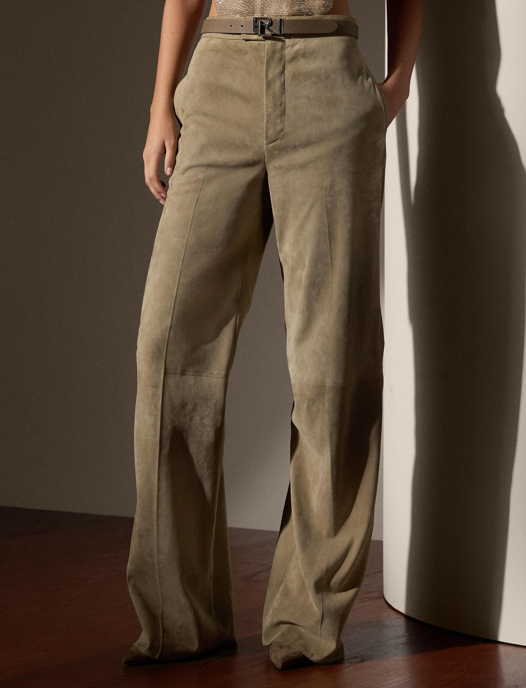 Pantalon Dean en cuir - Taupe Grey