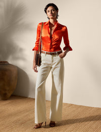 Chemise Cameron Straight Fit en soie - Bright Orange