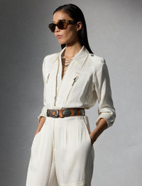 Combinaison Eve en crêpe et satin - Off White