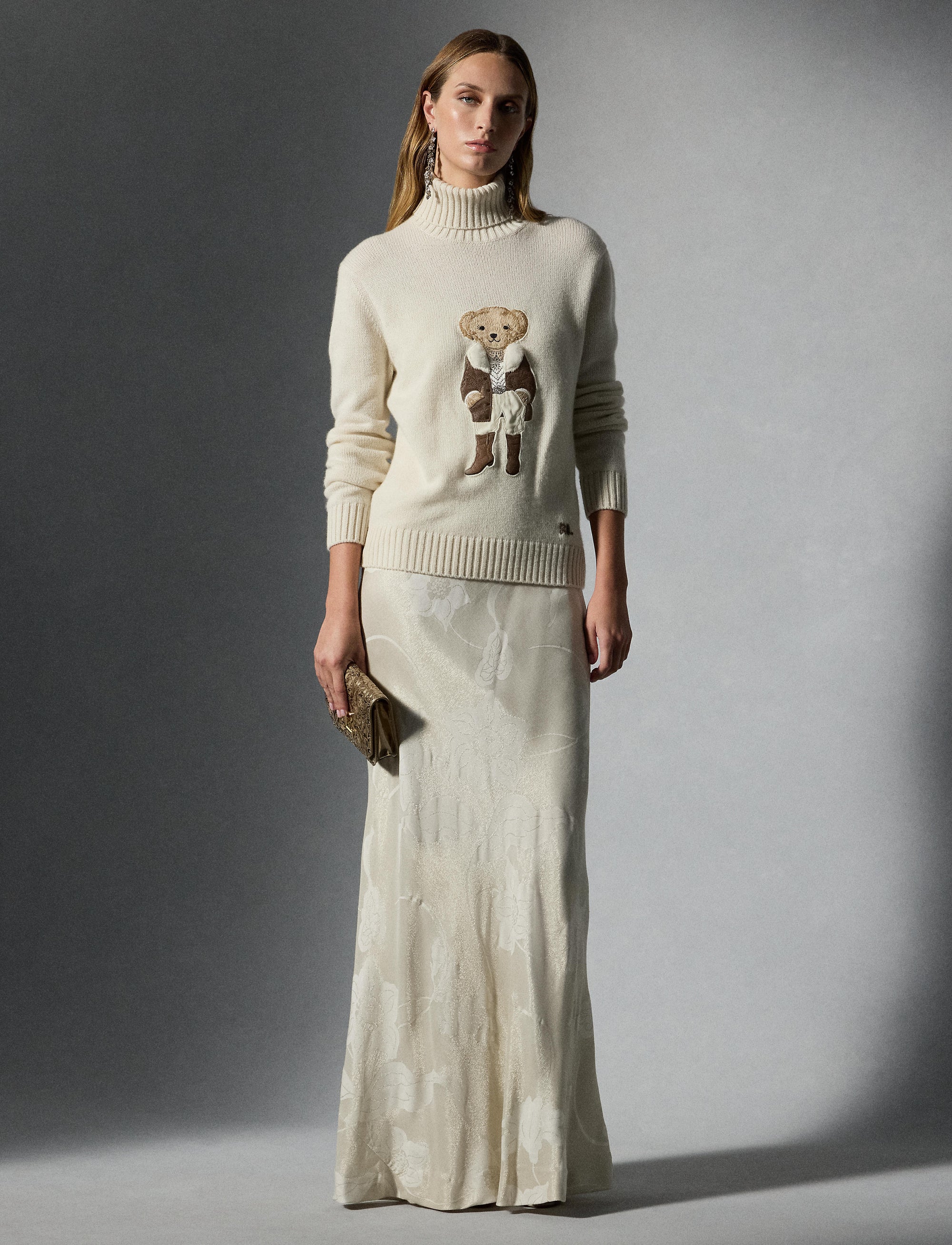 Pull col roulé roulé Rancher Polo Bear en cachemire - Classic Cream