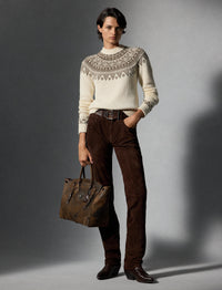 Pull tricoté main en cachemire mélangé - Classic Cream & Taupe