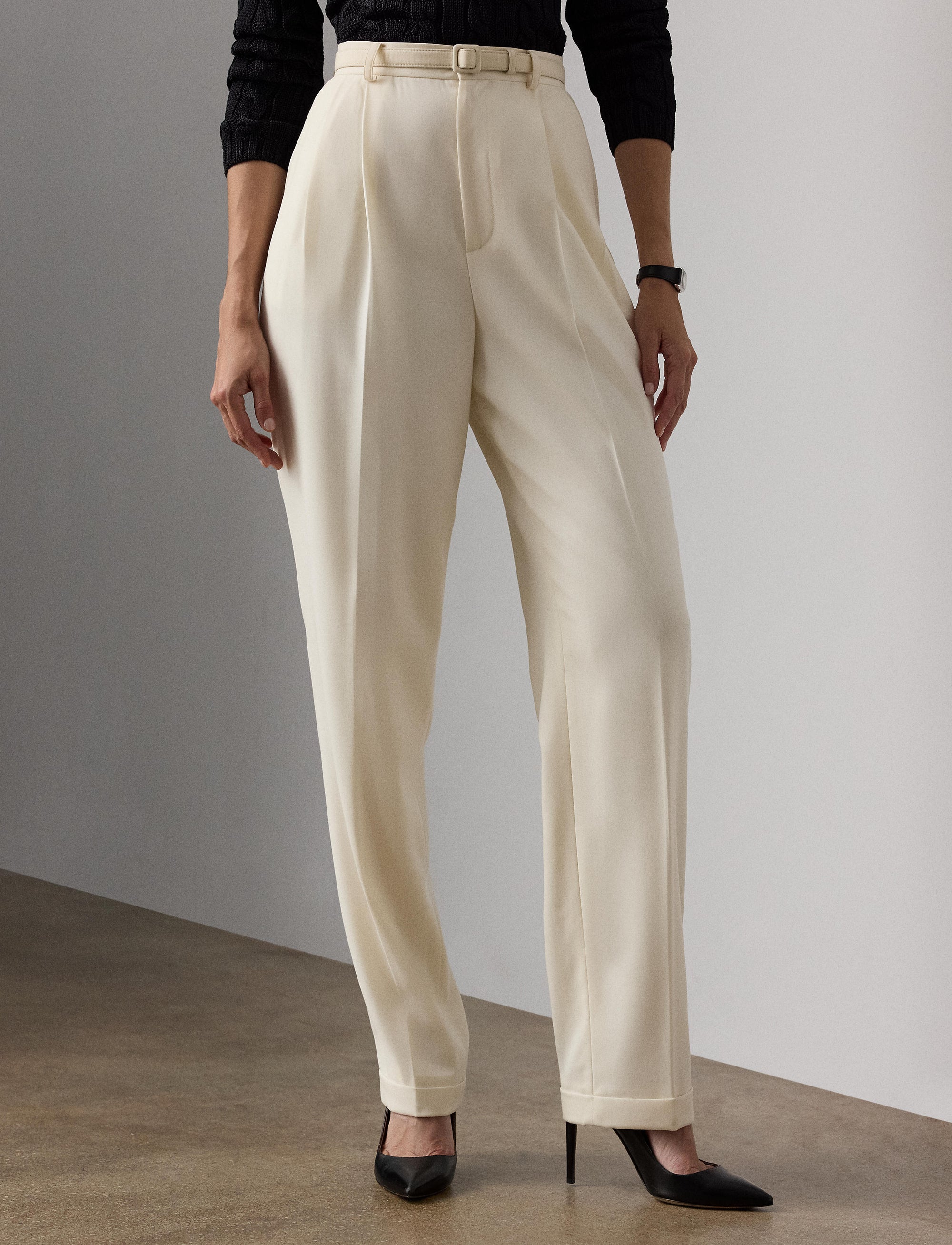 Pantalon Acklie en gabardine de laine - Lux Cream