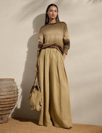 Pull col roulotté en lin mélangé ombré - Lux Tan & Multicolore