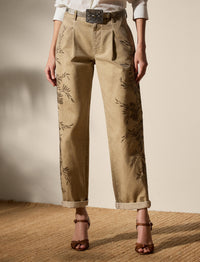 Fallon trousers decorated in cotton chino - Lux Tan