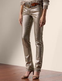 160 slim jeans in coated denim - Champagne