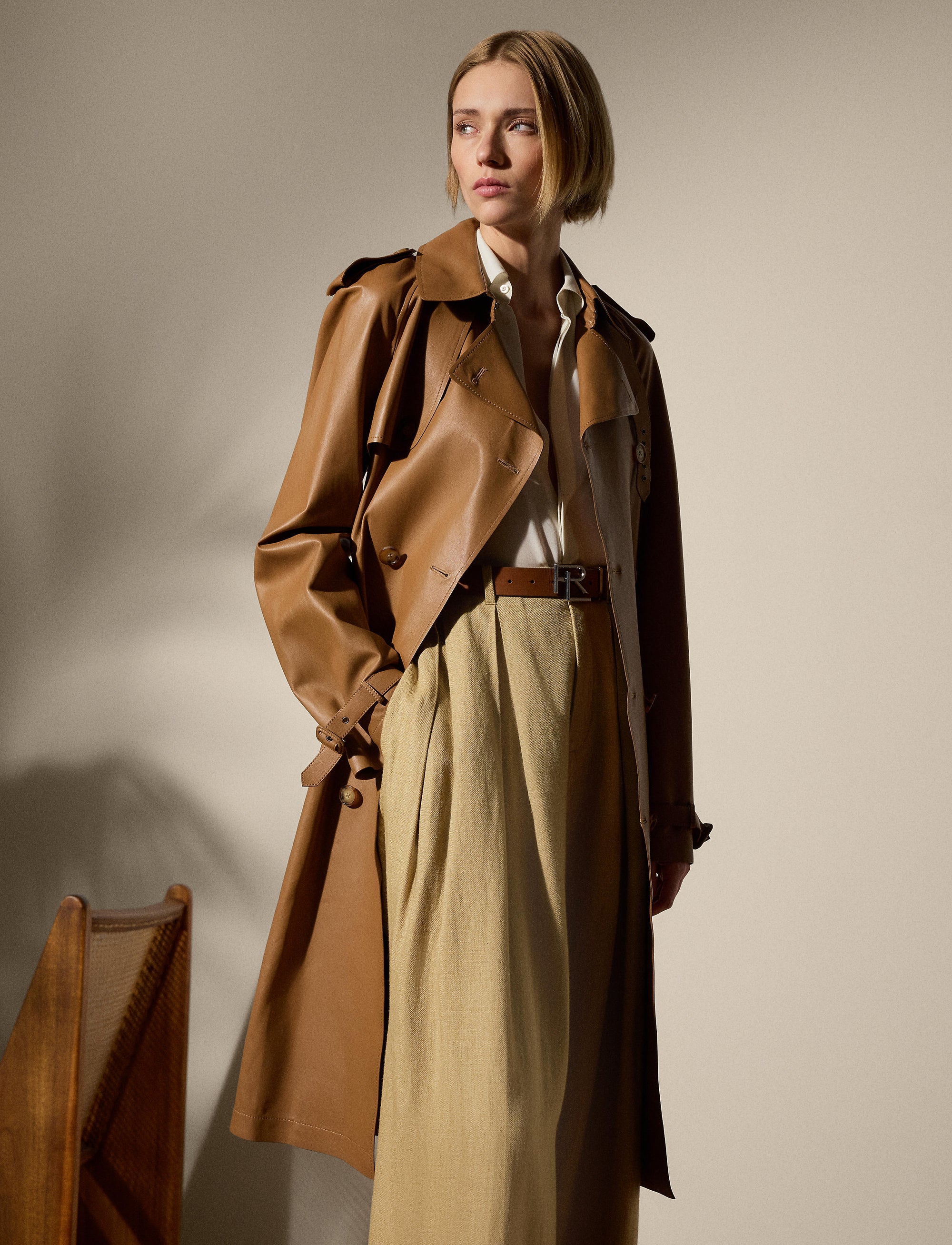 Niles leather trench coat - Caramel