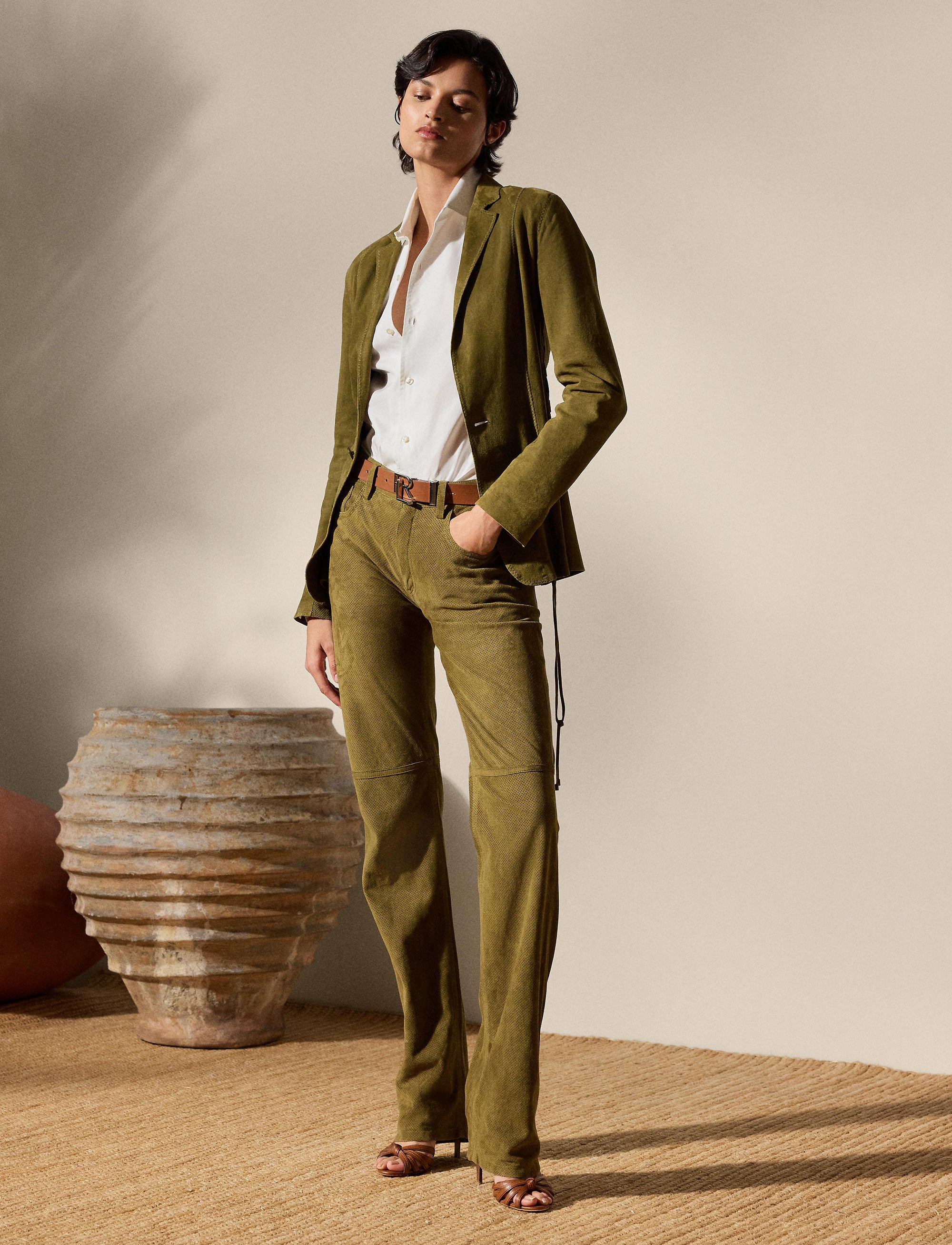 Veste Jessamine en cuir - Moss