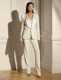 Veste de smoking Sawyer en crêpe de laine - Lux Cream