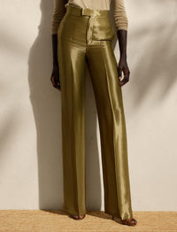 Dean trousers in metallic satin - Dusty Sage