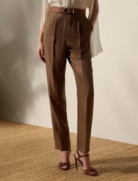 Evanne trousers in silk shantung - Cocoa