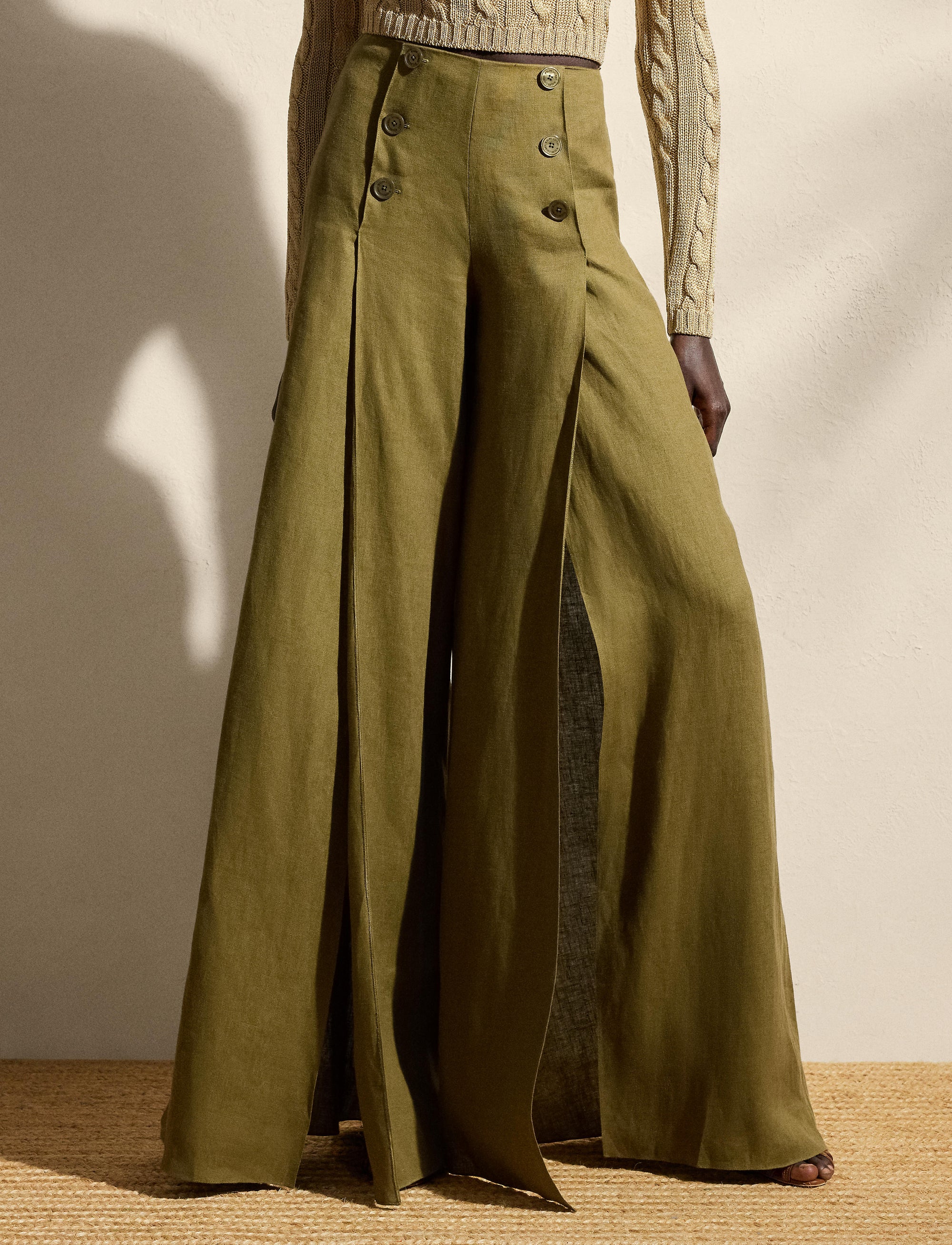 Pantalon Montaine en lin - Moss