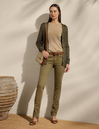 Pull cardigan torsadé en soie - Moss