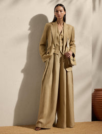 Veste Russell en sergé de soie et de lin mélangé - Lux Tan