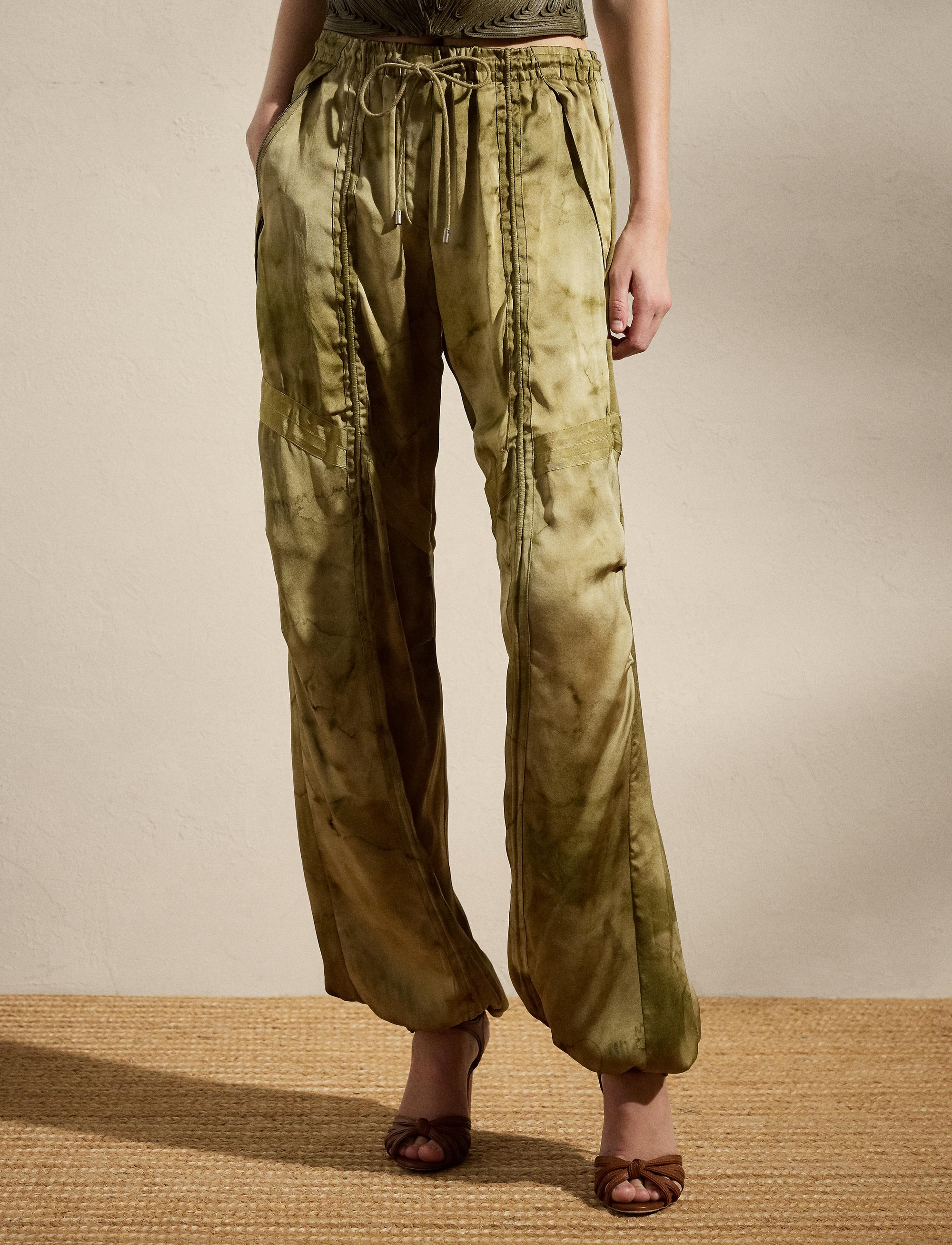 Pantalon Killian motif en soie - Moss & Multicolore
