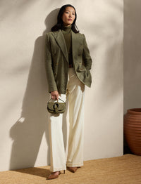 Richie Prince of Wales jacket in mixed linen - Tan & Moss