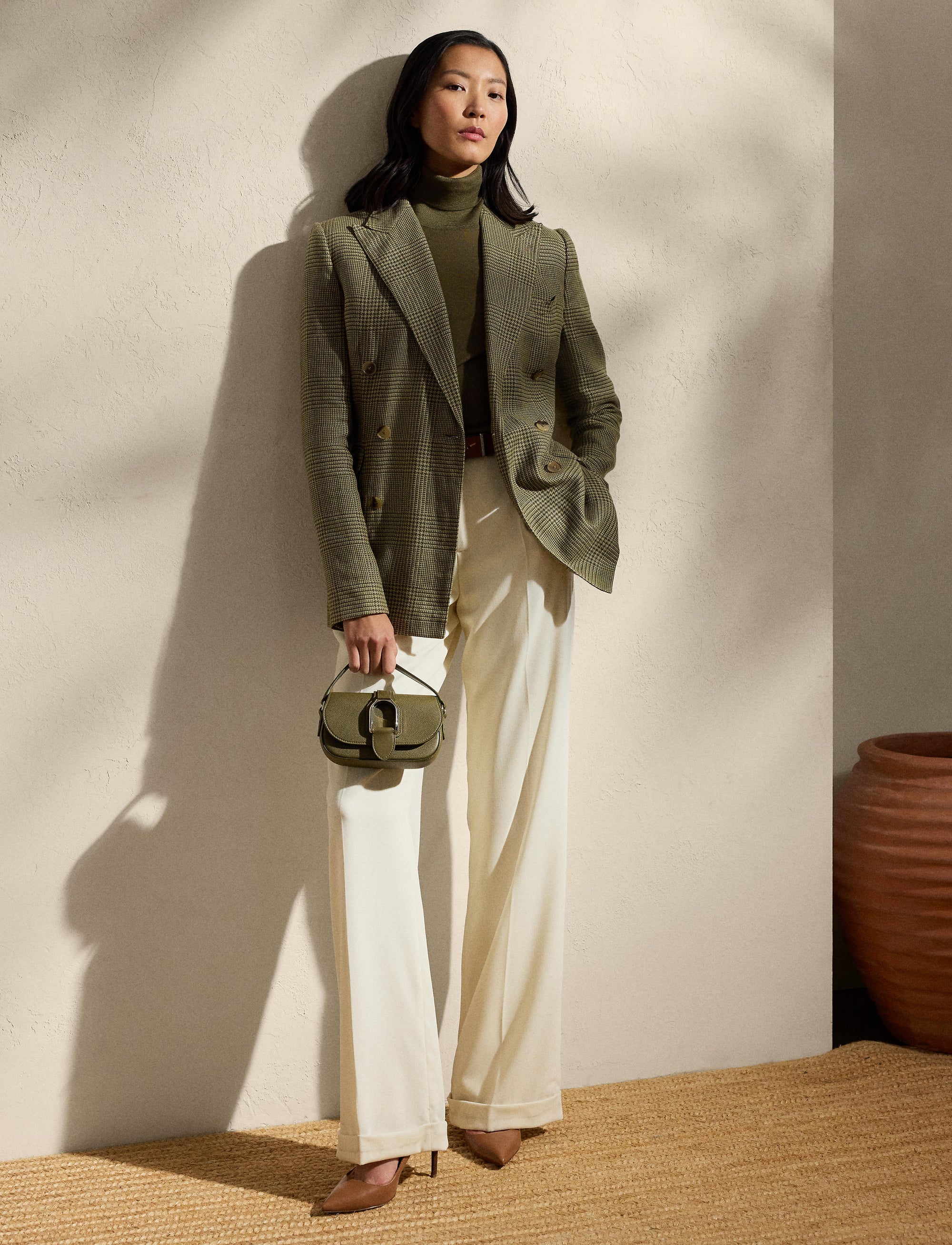 Richie Prince of Wales jacket in mixed linen - Tan & Moss
