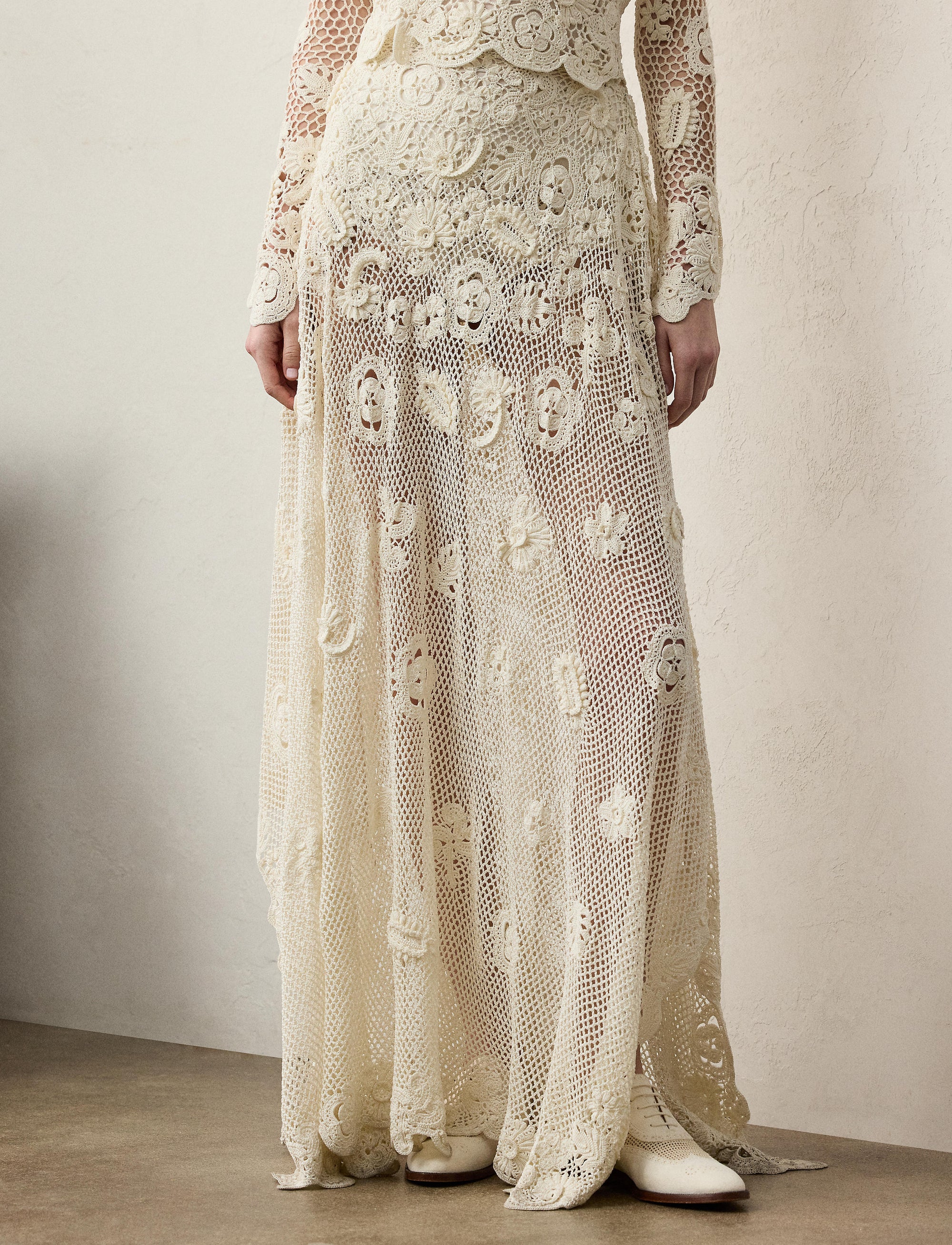 Robe à coupe évasée en soie - Crème