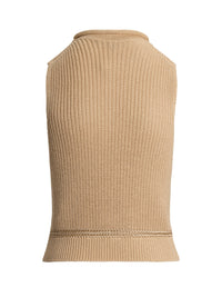 Pull col roulé roulé sans manches en jersey de soie - Light Sand