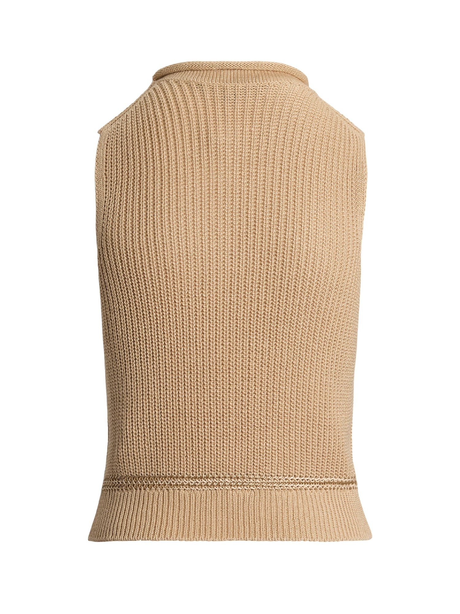 Pull col roulé roulé sans manches en jersey de soie - Light Sand