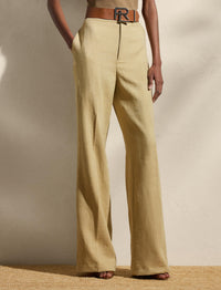 Pantalon Dean en sergé de soie et de lin mélangé - Lux Tan