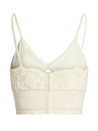 Brassière crochetée main en soie fleurie - Lux Cream