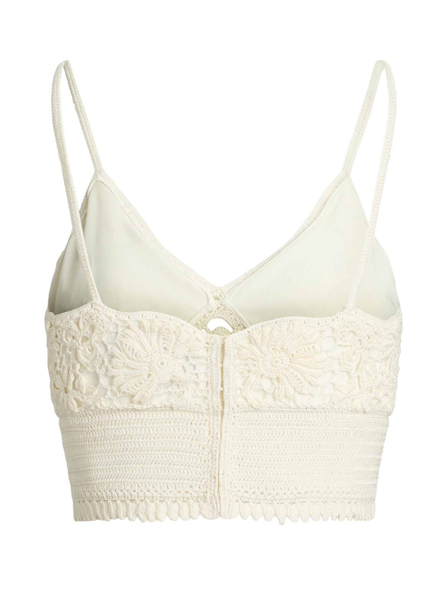 Brassière crochetée main en soie fleurie - Lux Cream