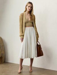 Cardigan hybride en soie et daim - Light Sand