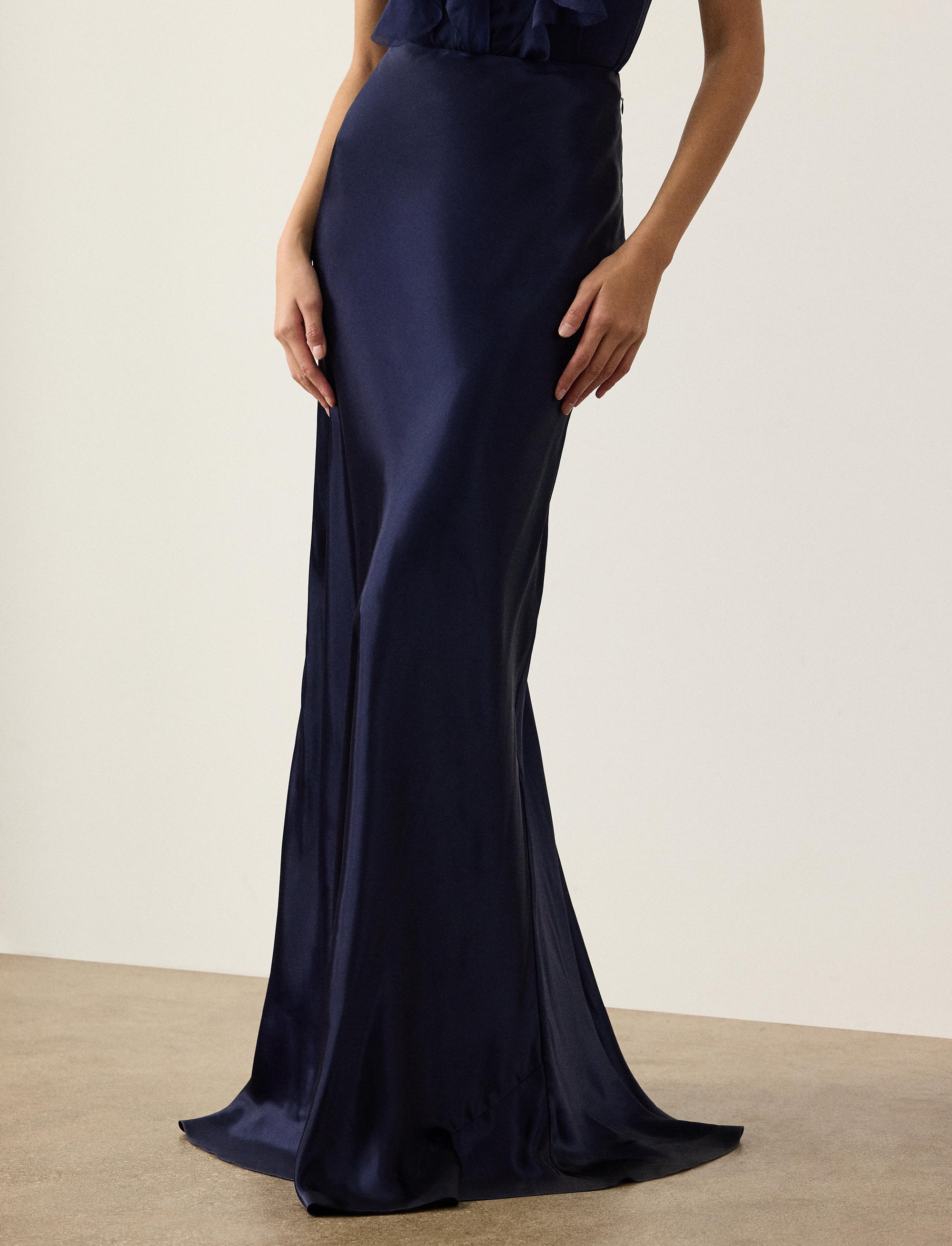 Jupe Masina en charmeuse - Lux Navy