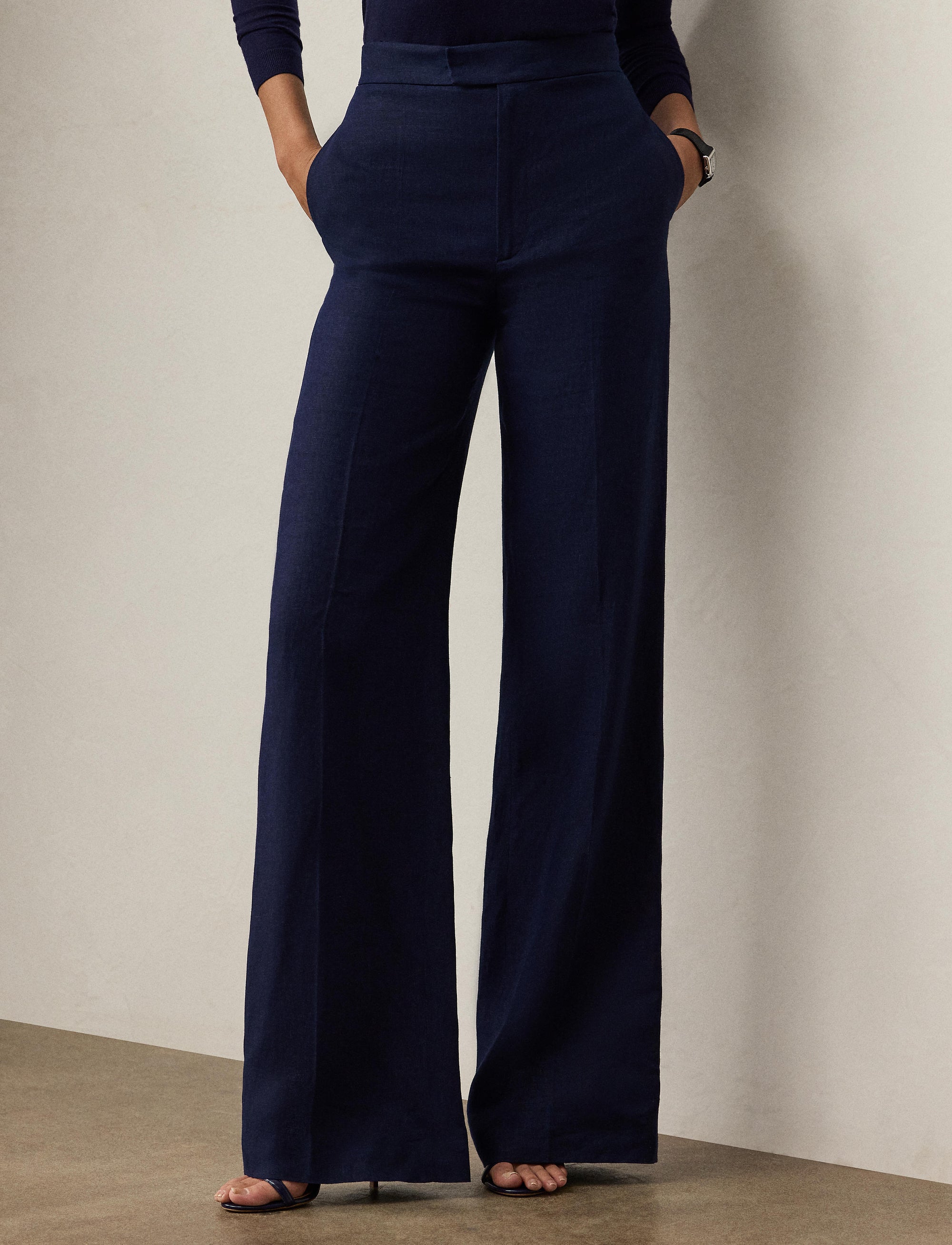 Dean trousers in linen - Lux Navy