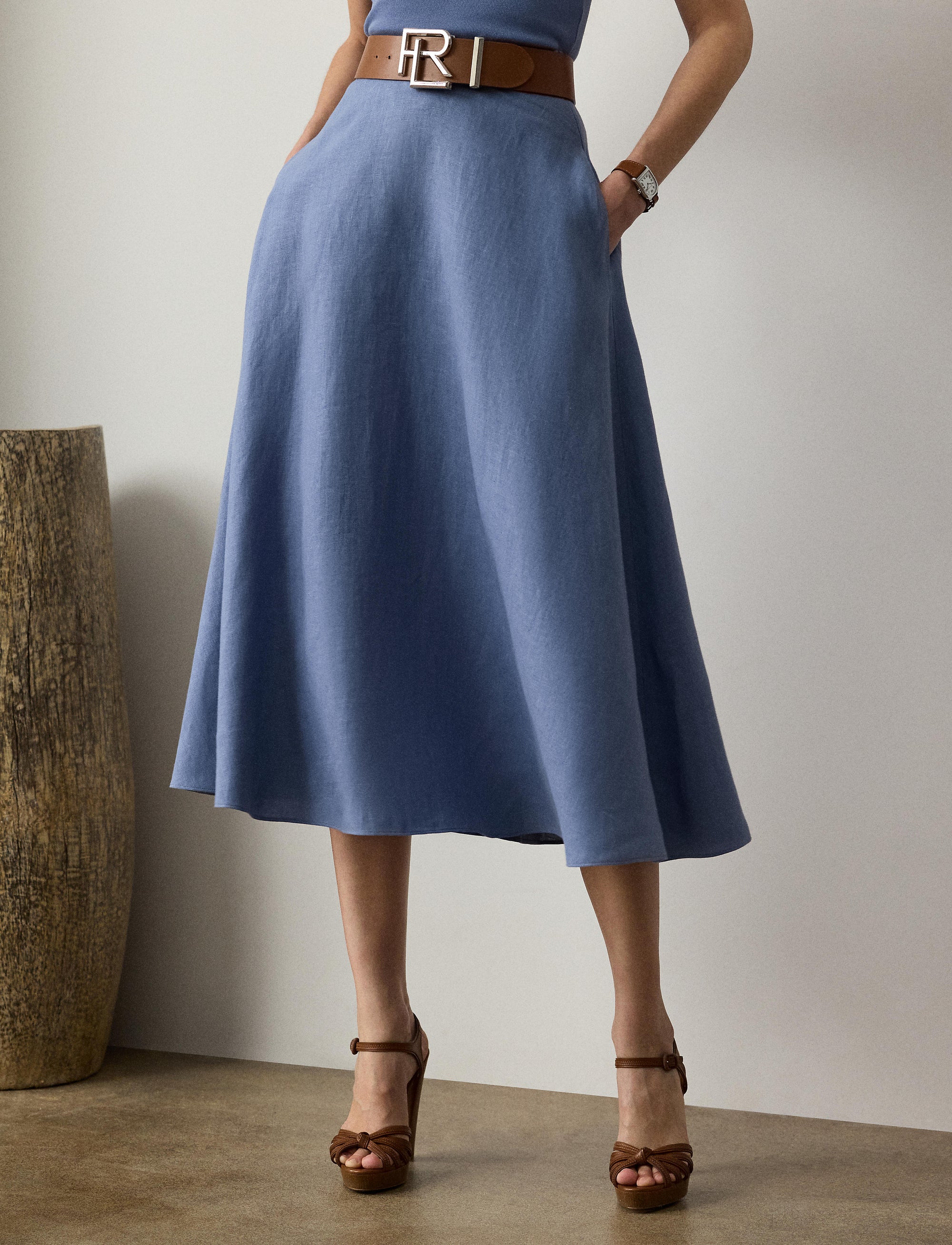Erica skirt in linen - Cornflower