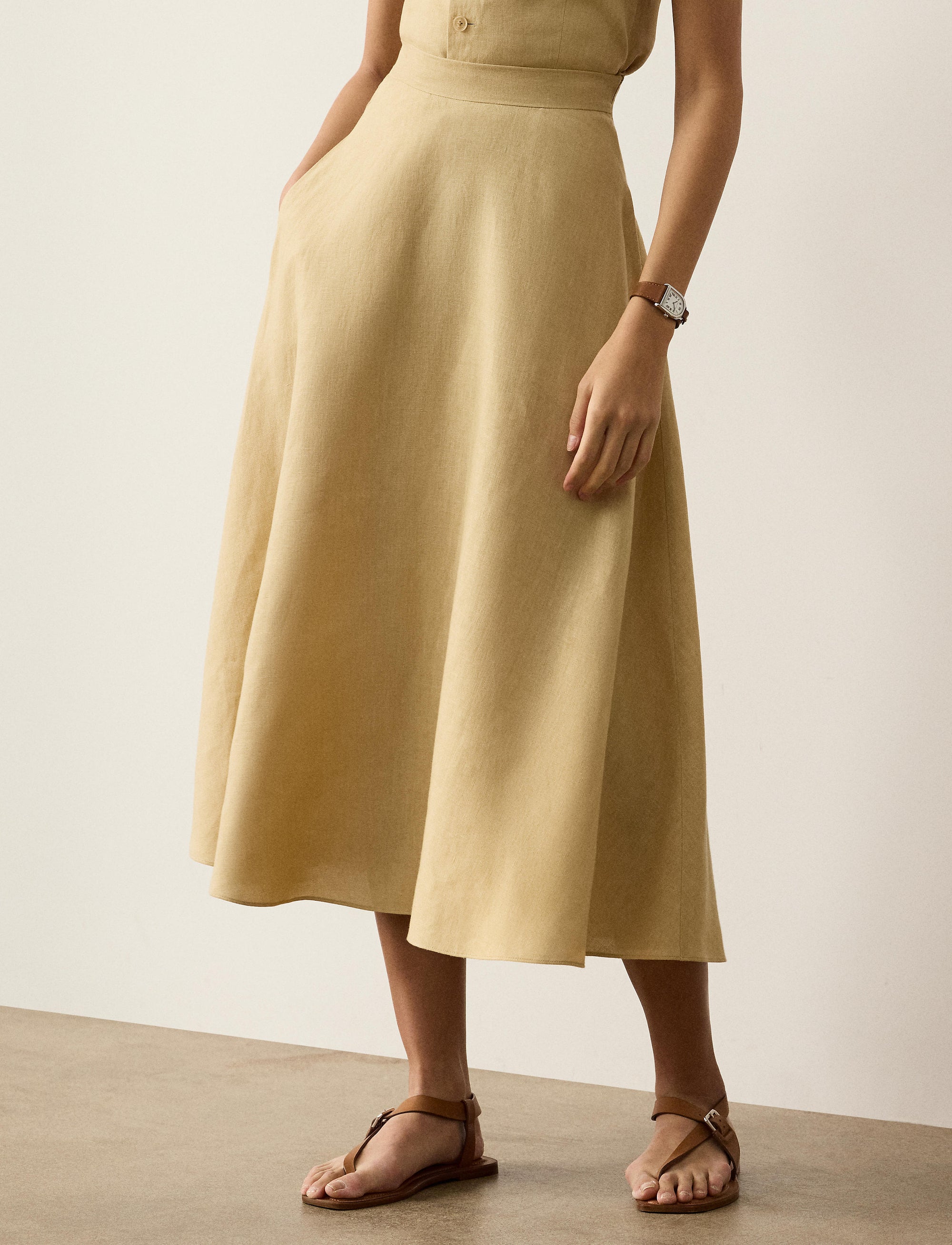 Erica skirt in linen - Light Sand