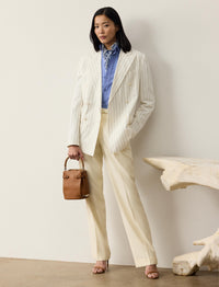 Veste Bennet rayée délavée en lin et laine mélangé - Cream & Lux Navy
