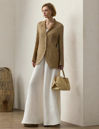 Blazer Lydia à double boutonnage en cuir - Sable