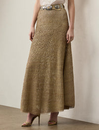 Robe Leanne évasée à taille marquée en cuir - Sable clair