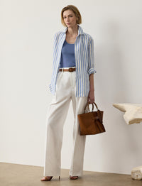 Chemise Capri Relaxed Fit en lin rayé - Cream & Cornflower