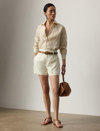 Chemise Capri Relaxed Fit en lin rayé - Cream & Tan
