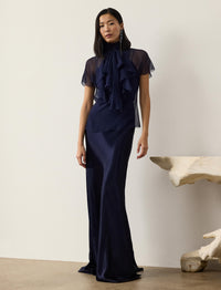Blouse Etta en mousseline de soie lavée - Lux Navy