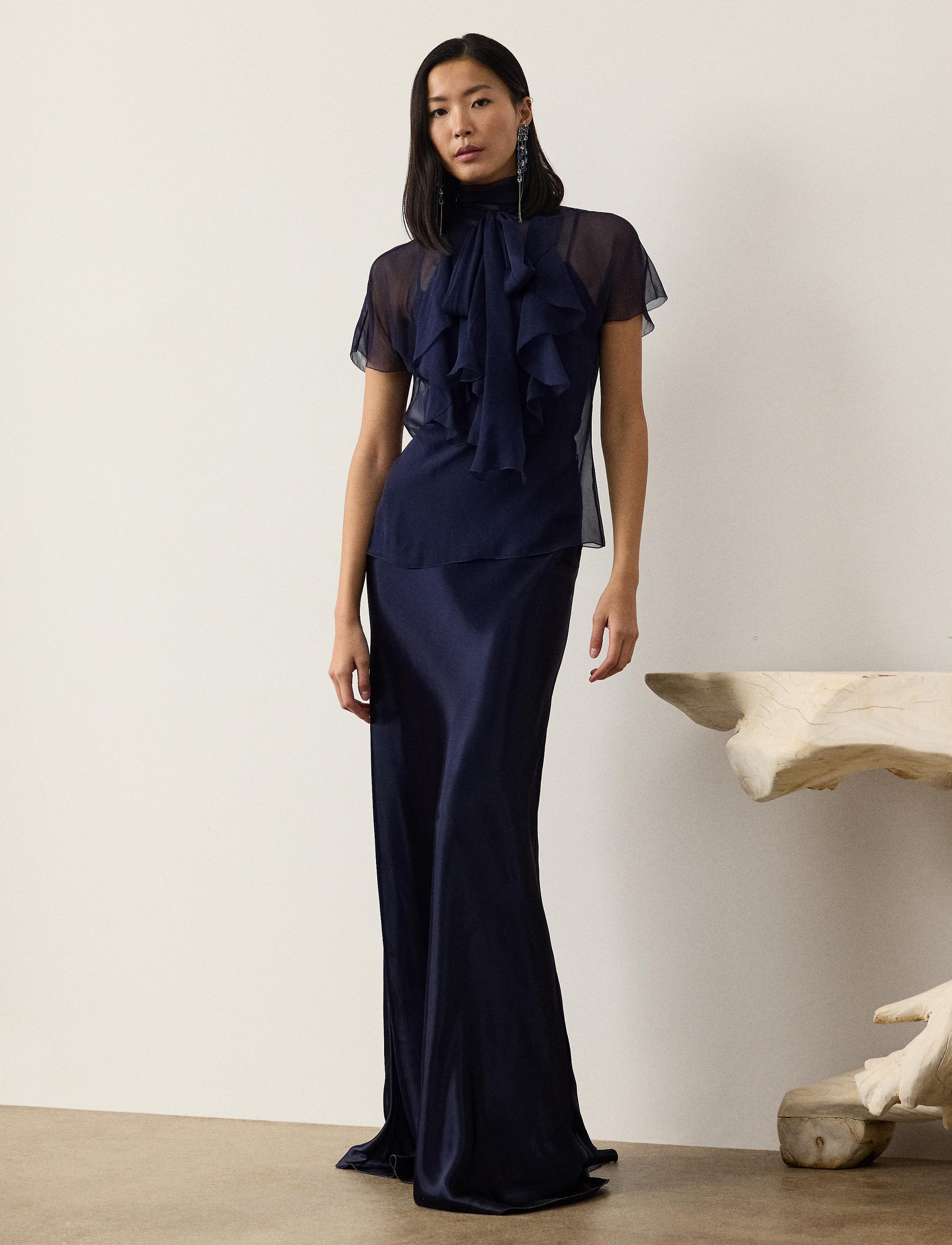 Blouse Etta en mousseline de soie lavée - Lux Navy